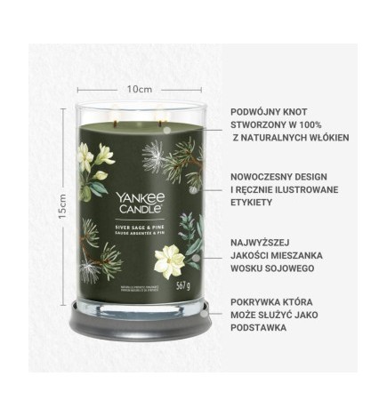 Yankee Candle Duży Tumbler Z Dwoma Knotami Signature Silver Sage & Pine