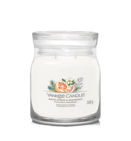 Yankee Candle Świeca Zapachowa Słoik Średni White Spruce & Grapefruit