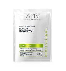 Apis Acne-Stop Maska Algowa Dla Cery Trądzikowej Z Bambusem, Zieloną Herbatą I Czarnym Błotem Z Morza Martwego / 20 G