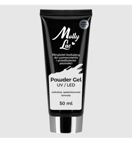 Mollylack Akrylożel Budujący Powder Gel nr.01 Hema/di-Hema free Clear 50 ml