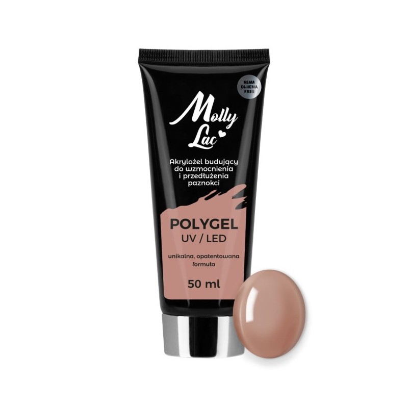 Polygel akrylożel MollyLac budujący Hema/di-Hema free Light Brown 50 ml Nr 23