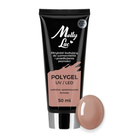 Polygel akrylożel MollyLac budujący Hema/di-Hema free Light Brown 50 ml Nr 23