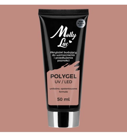 Polygel akrylożel MollyLac budujący Hema/di-Hema free Light Brown 50 ml Nr 23